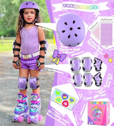 Дитячий шолом Einhorn для дівчаток з наколінниками. Захист для роликів, скейта, велосипеда. Розмір S (3-6 років).