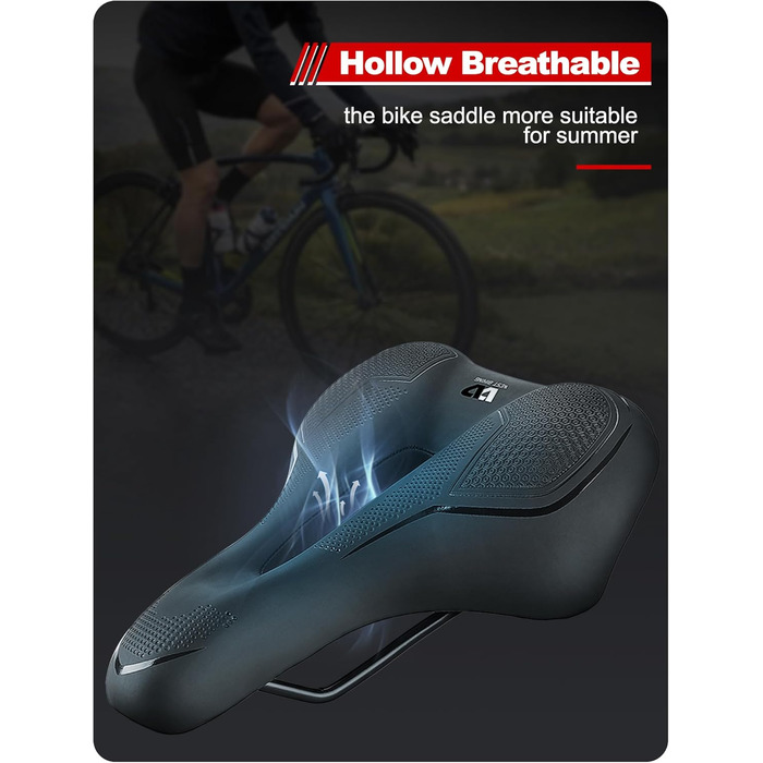 PRMHOOT Велосипедне сідло для чоловіків та жінок з піною Memory Foam, зручне, м'яке, ергономічне, дихаюче, амортизуюче. Підходить для E-Bike, MTB, шосе, міського велосипеда, чорного кольору.