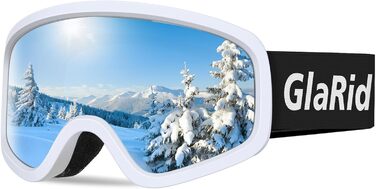 Дитячі лижні окуляри GlaRid, сноубордичні окуляри, антифог, 100% UV400 захист, білі