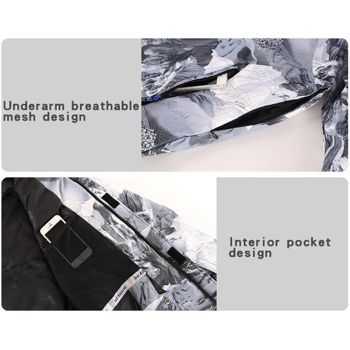 Чоловічий зимовий комбінезон для сноубордингу та катання на лижах. Водонепроникний, вітронепроникний, для туризму та альпінізму. Розмір S, колір чорний