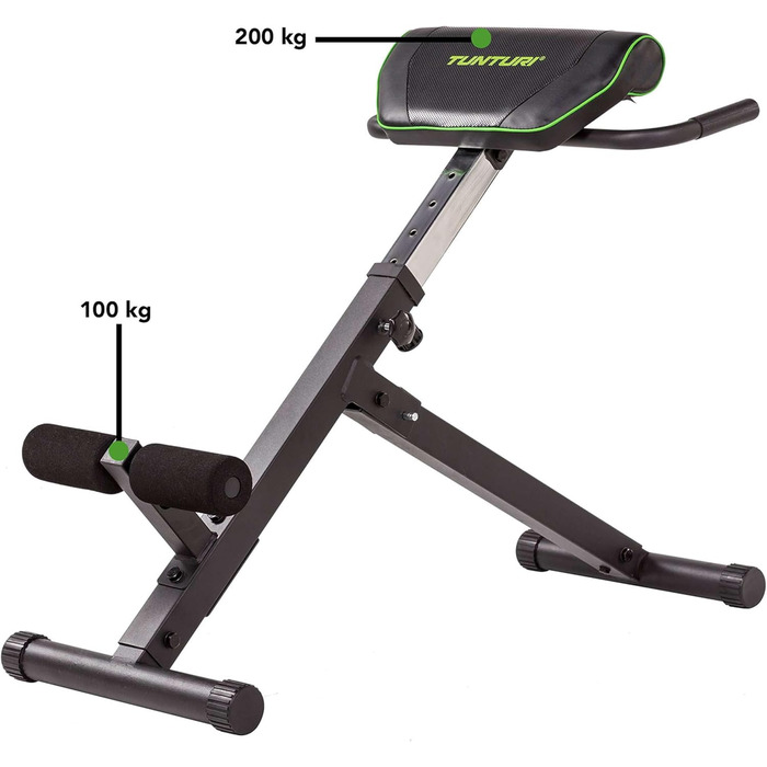 Тренажер для спини Tunturi CT40, гіперекстензія, регульований римський стілець на 7 положень, складаний