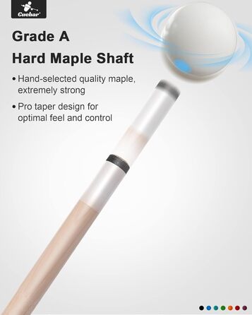 Набір київ для більярду CUEBAR (2 шт.), 58 дюймів, для дорослих, з імітацією шкіряної ручки, 2 кольори та ваги.