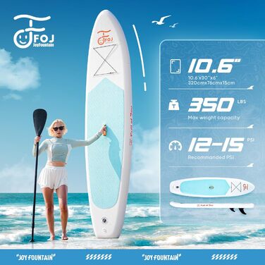 Надувна SUP-дошка FOJ JOYFOUNTAIN для дорослих і підлітків, ультралегка, з аксесуарами: рюкзак, весло, лейша, ручний насос