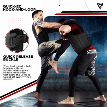 Захист для корпусу RDX з Maya Hide шкіри, червоний S/M – для кікбоксингу, MMA, муай-тай, боксу, регульований, для домашніх і тренажерних занять