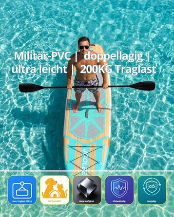 SUP дошка для плавання стоячи Premium Allround, 320x81x15 см, до 200 кг, з сидінням, для 2 осіб, з тримачем для камери