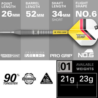 Дартс Target Gabriel Clemens Gen 2 90% вольфрамові, сталевий наконечник, 23 г