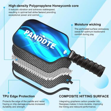 Набір ракет для піклболу з графітовим покриттям, 4 запасні ручки та сумка. Підходить для початківців та професіоналів.