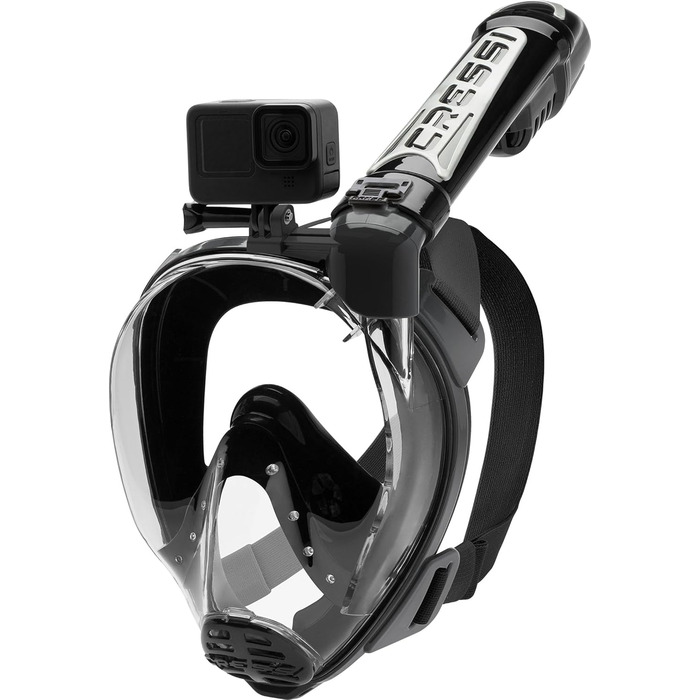 Маска для снорклінгу Cressi Duke Full Face - повна маска з трубкою, чорна, S/M