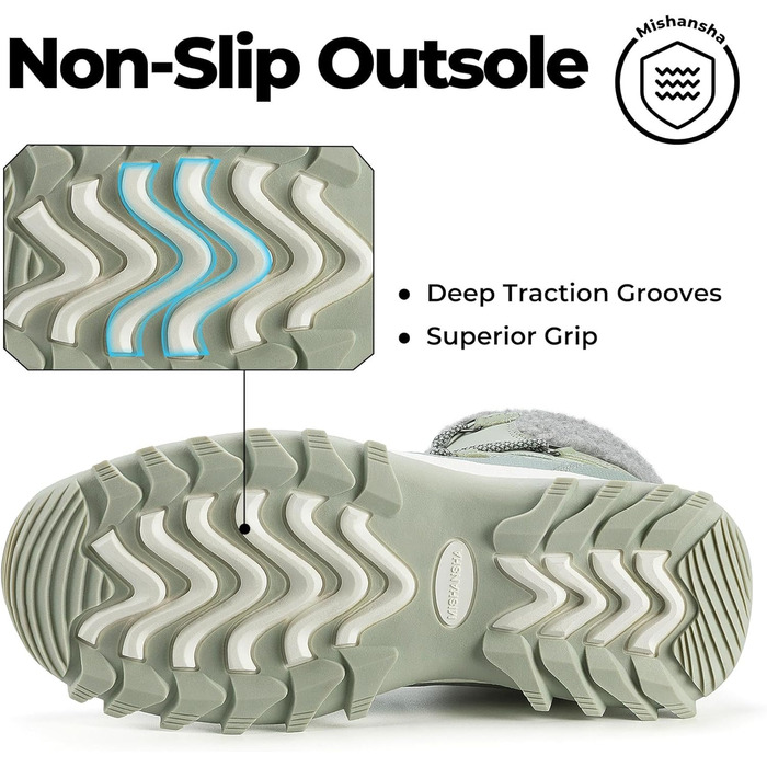 Зимові черевики Mishansha для жінок, утеплені, водонепроникні, трекінгові, розмір 36-42 (зелені черевики, 41 EU)