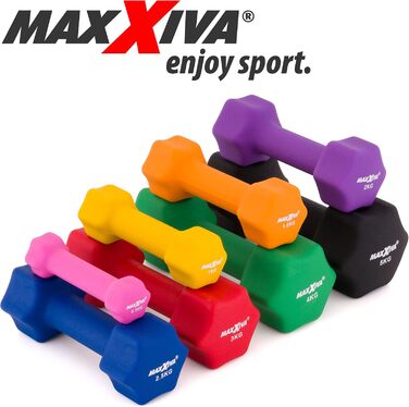 Гантелі MAXXIVA неопрелові 2 x 4 кг для фітнесу та силових тренувань, набір для дому та спортзалу