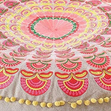 Пуф для сидіння Mandala Life ART Round Boho (60x20 см, червоний) - декоративний, бавовняний, без наповнювача