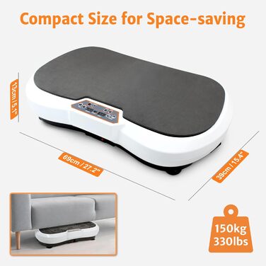 Віброплатформа Leogreen для фітнесу, біла/чорна, 69x39x13 см - тренажер для схуднення та масажу