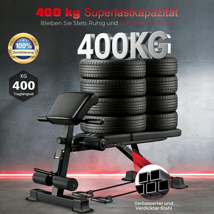 Багатофункціональна розкладна лава для гантелей 13 в 1, регульована фітнес-лава для дому, тренажер для вправ на прес та всього тіла, витримує до 400 кг