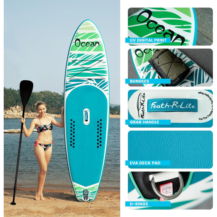 Надувна SUP-дошка FunWater Dolphin для дорослих, повний комплект: весло, насос, рюкзак, ланцюг, водонепроникна сумка