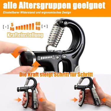 Тренування зап'ястя Handtrainer: регульований опір 5-60 кг, неслизька ручка, ергономічний дизайн, тренажер пальців для спортсменів, блакитний