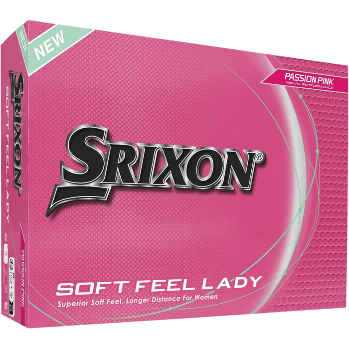 Гольф м'яч Srixon Soft Feel Lady 8 & 9 для жінок | Низька компресія, простий старт, ультра-м'яка текстура | Ідеальний для помірних замахів та високої точності | Білий (Soft Feel Lady_9, PASSION PINK)