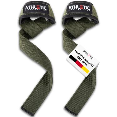 Підтримуючі ремені для важкої атлетики Athletic Aesthetics - Професійні ремені для підйому штанги 60 см для фітнесу, важкої атлетики, станової тяги (парні) - для жінок та чоловіків (оливковий)