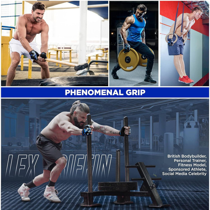 Фитнес рукавички RDX з підтримкою зап'ястя для тренувань, важкої атлетики та бодібілдингу, XXL, блакитні