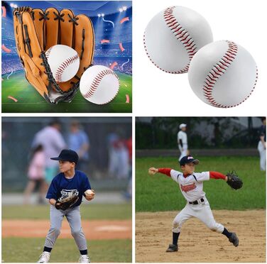 М'яч бейсбольний ручної роботи, 9 дюймів, PU шкіра, для тренувань, дорослих та підлітків, професійний (4 шт)