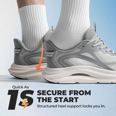 Чоловічі спортивні кросівки ALLSWIFIT для бігу та фітнесу, сірі, slip-on, з підтримкою своду стопи та амортизацією, дихаючі, розмір 42 EU