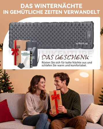 Килимок для кемпінгу HIKENTURE R-Wert 7.3 з ножною помпою, 10 см товщини, 210x64 см, 4 пори року, для туризму та наметів