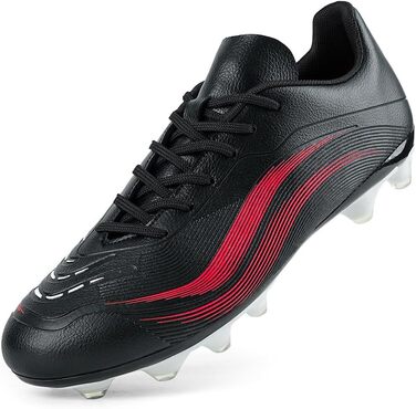 Футбольні черевики для чоловіків та хлопців, чорно-червоні, з шипами для штучного покриття, для тренувань та змагань