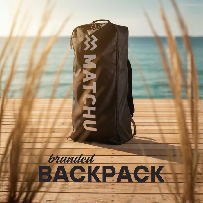 SUP дошка Matchu Komplettset – Дошка для Stand Up Paddling (SAP) – Чорна, 320x81x15 см, до 150 кг, антиковзке покриття, дерев'яний дек/мандала