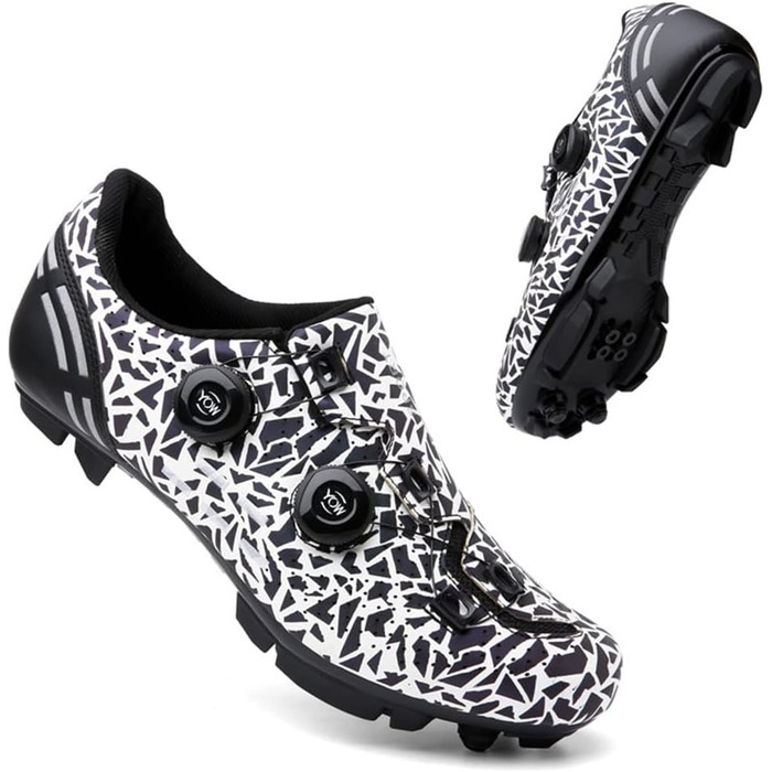 Велосипедні черевики для чоловіків та жінок, MTB, шосе, крос-кантрі, універсальні, дихаючі, для катання на велосипеді та в залі (36 EU, білий)