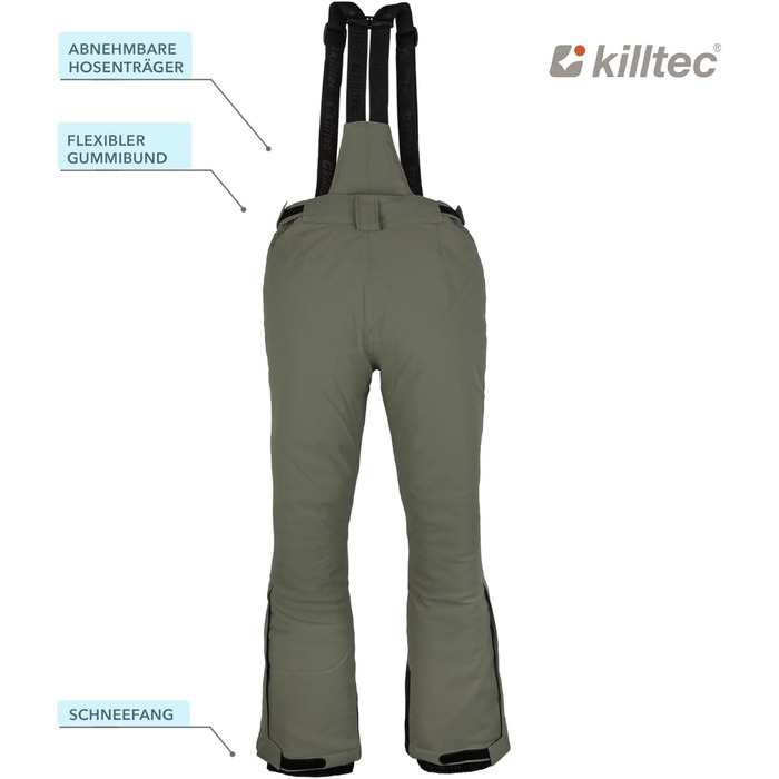 Жіночий гірськолижний костюм Killtec - комплект куртки та штанів, водонепроникний та дихаючий, 10000 мм водяного стовпа, без PFC, куртка зі снігозахисним манжетом, штани з кантозахистом (36, 2 частини, салатовий)