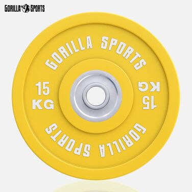 Бамперні диски GORILLA SPORTS 15 кг, Ø50 мм, чавун, гумові, для олімпійської штанги