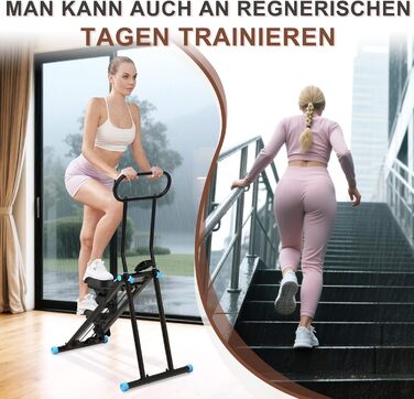 Вертикальний тренажер HXD-ERGO, крос-тренажер з LCD-дисплеєм, степер, складаний, для дому та фітнес-залу, регульовані ручки, чорно-синій