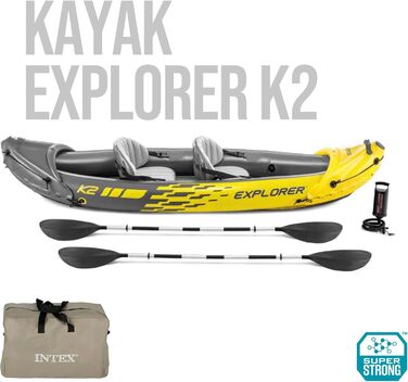 Каяк Intex Explorer K2 для двох осіб: надувний комплект з веслами та насосом