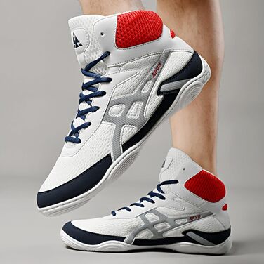 Чоловічі боксерські туфлі для боротьби, дихаючі, неслизькі, зручні, хай-топ, фітнес-туфлі, для тренувань, зала, бодібілдинг, білі, 43 EU