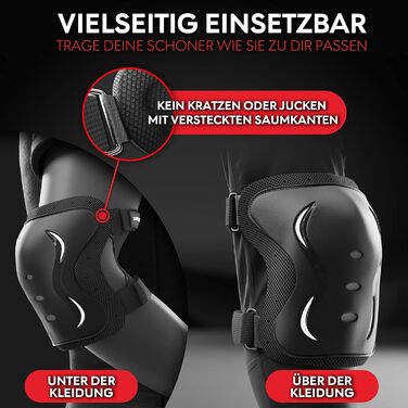 Захисний комплект для скейтборду SKATEWIZ: дитячий, підлітковий, дорослий – 6 предметів (наколінники, налокітники, захист зап'ясть), німецький виробник