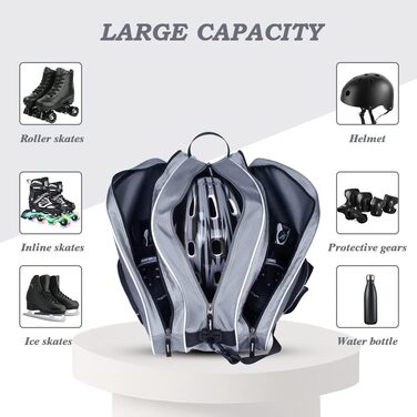 Сумка для роликів та ковзанів для дітей та дорослих (28-45 EU), сіра - L