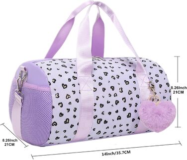 Сумка для танців та плавання для дівчаток, балетна сумка фіолетова з принтом «Серце»