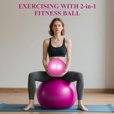Фітбол Flintronic 55/65 см з насосом, для йоги, фітнесу, вагітності та пілатесу. Анти-burst, товстий. Рожевий