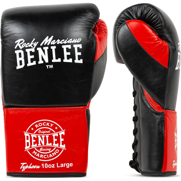 Боксерські рукавички BenLee Typhoon 10 oz, шкіряні, чорно-червоні