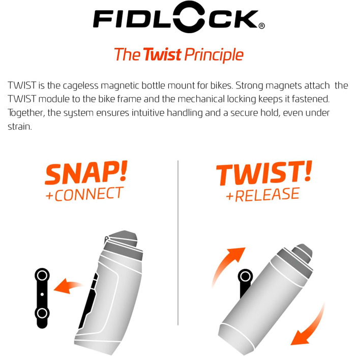 Пляшка для води Fidlock з магнітним конектором Twist, чорна, 590 мл