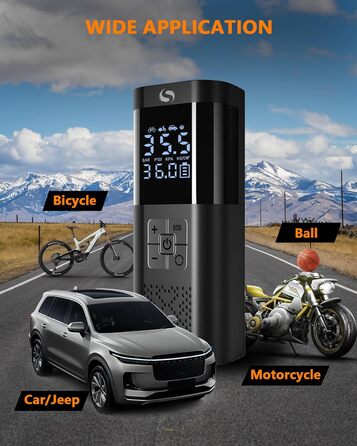Електричний компресор SERVOMASTER 150PSI, портативний насос з манометром і LED, акумуляторний, для авто, мотоцикла, велосипеда, м'ячів