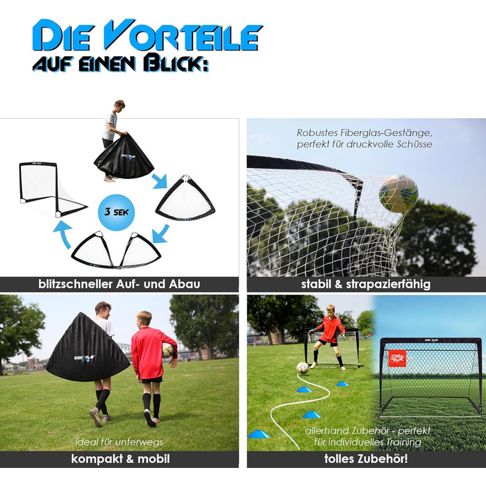 Набір футбо́льних воріт EASY2PLAY PRO (2 шт.) для дітей з мішенню та фішками, складані, для гри в приміщенні та на вулиці