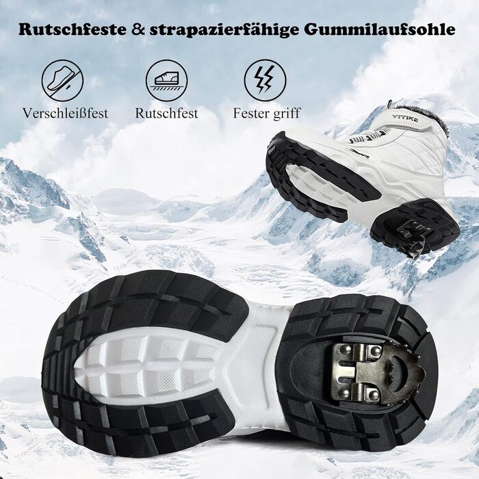 Дитячі зимові черевики JMFCHI для хлопчиків та дівчаток: трекінгові, на шнурівці, з теплим підкладком, неслизька підошва, бавовняні черевики (33 EU, білий)