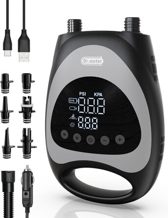 Електрична повітряна помпа Dr.meter 5200mAh з акумулятором для надувних басейнів, дитячих іграшок, матраців та SUP
