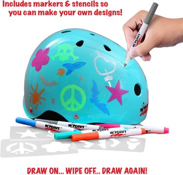 Дитячий велосипедний шолом Wipeout Dry Erase, для скейтборду, самоката, із можливістю малювати, бірюзовий, для дітей 5+