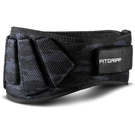 Пояс для важкої атлетики Fitgriff V1, камуфляж чорний, для бодібілдингу, кросфіту, чоловіків і жінок, 97-107 см (XL)
