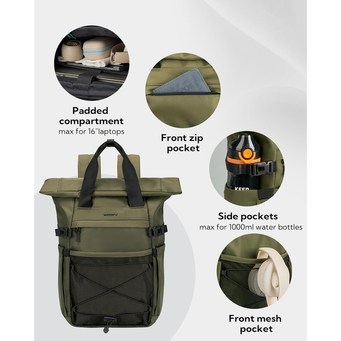 Рюкзак WATERFLY Rolltop 16-21 л для ноутбука 16