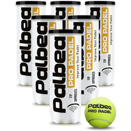 Palbea PRO Padel - М'ячі для падел-тенісу, сертифіковані FIP, преміум-якість. Ідеальні для тренувань та турнірів. Виготовлені з HV-фетру для високої видимості. 1 картон x 6/12/24 банки
