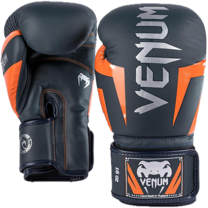 Боксерські рукавички Venum Elite (Морський, Срібний, Помаранчевий, 12 Oz)