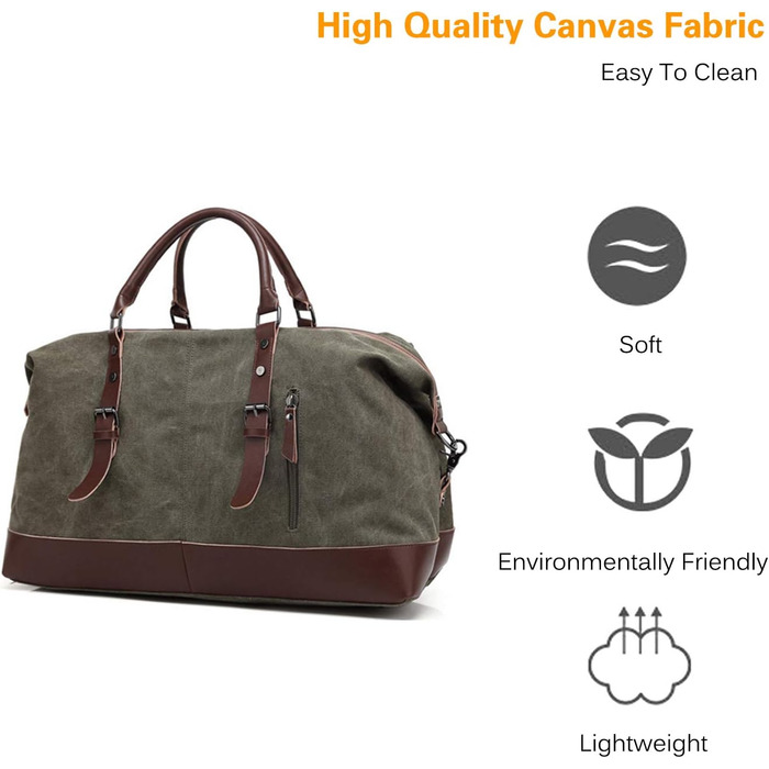 Спортивна сумка-дорожня FANDARE для подорожей та кемпінгу, багатофункціональна сумка-вікенд з канвасу, армійський зелений