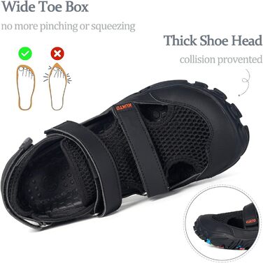 Чоловічі сандалі для плавання Hsyooes спортивні аквашузи пляжні шльопанці для хайкінгу швидковисихаючі чорні 43 EU